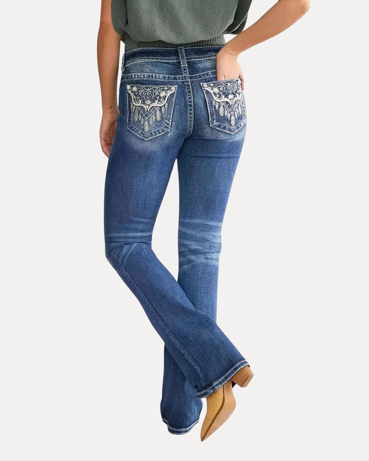 Embroidered Flare Jeans
