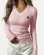 Cable Knit V-Neck Sweater