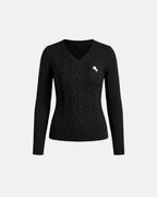 Cable Knit V-Neck Sweater