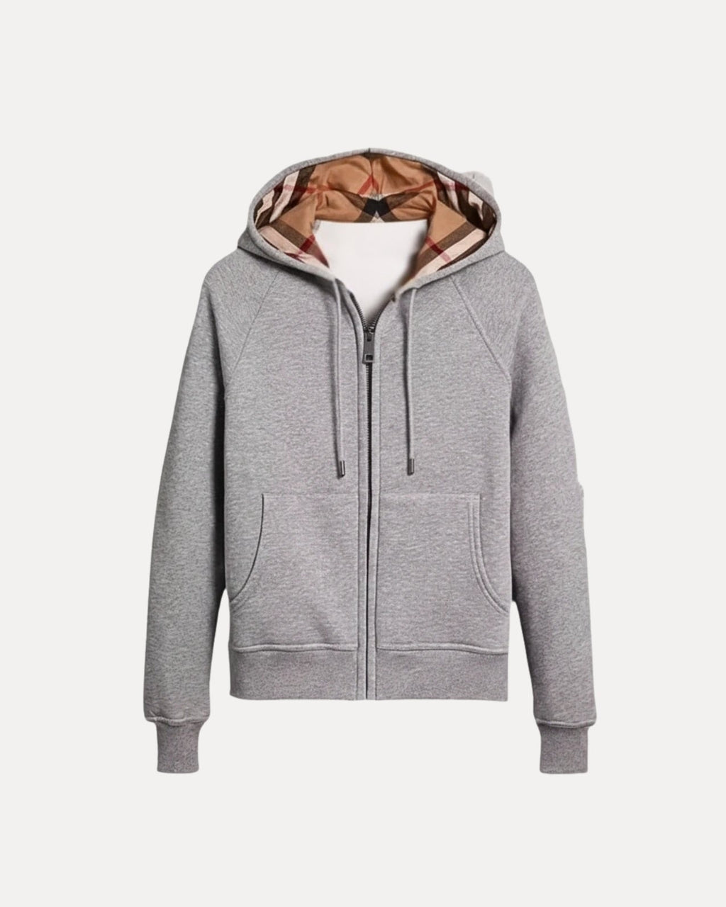 Checked Zip Hoodie