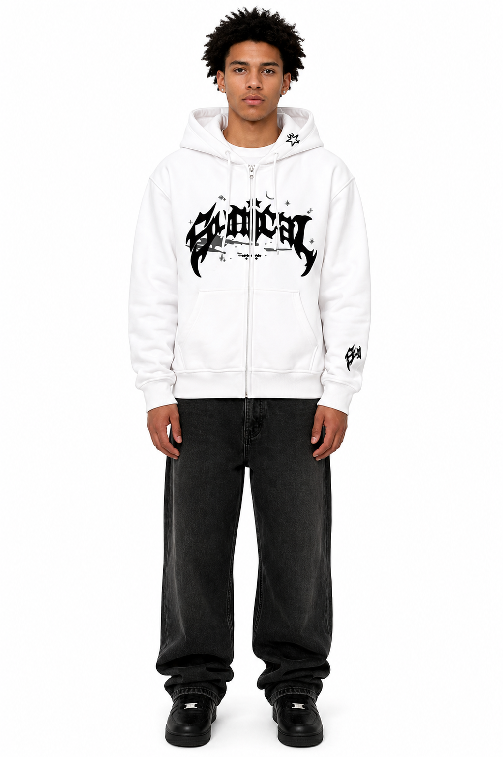 Stotik Zip Hoodie White