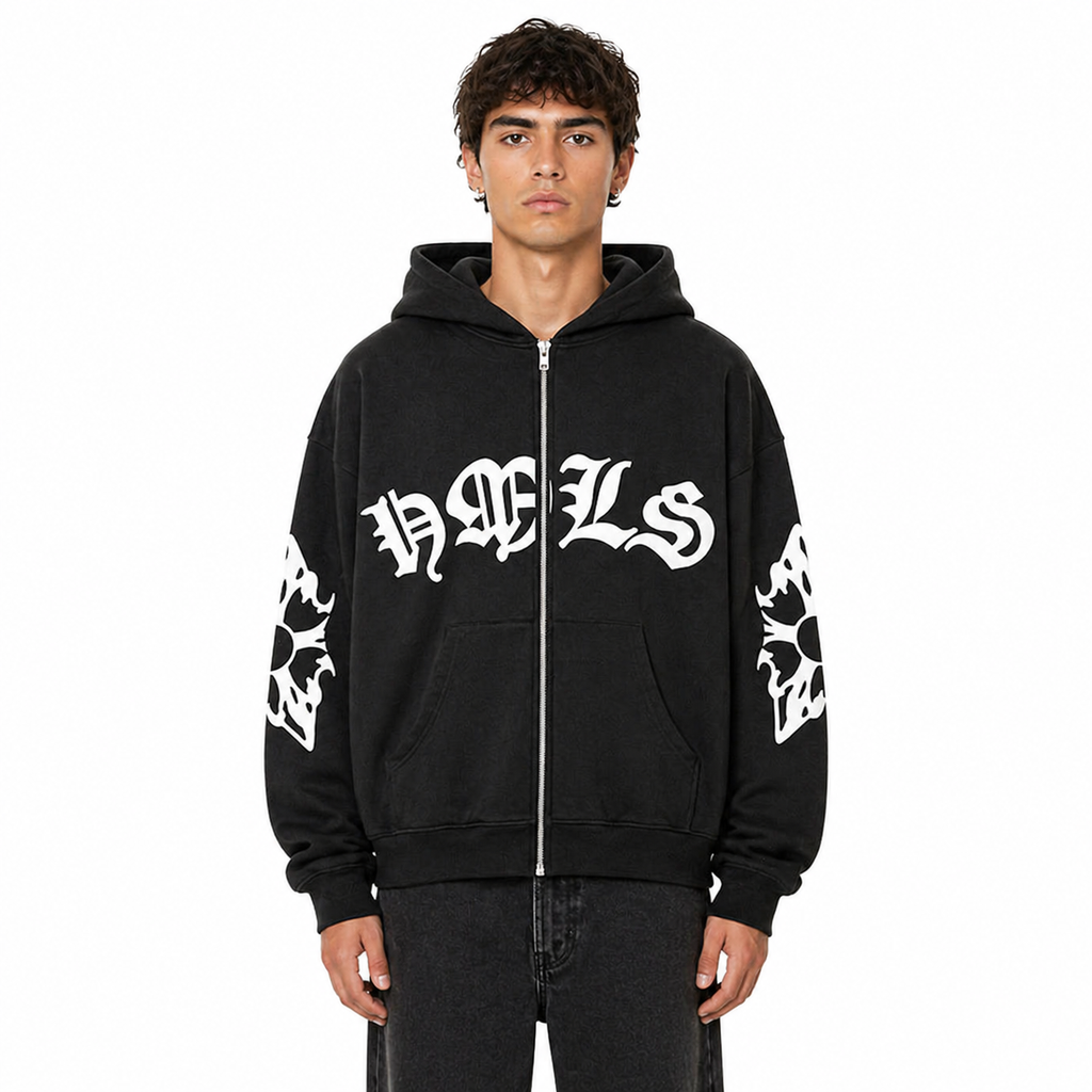 Sudadera con capucha y cremallera "Typographik"