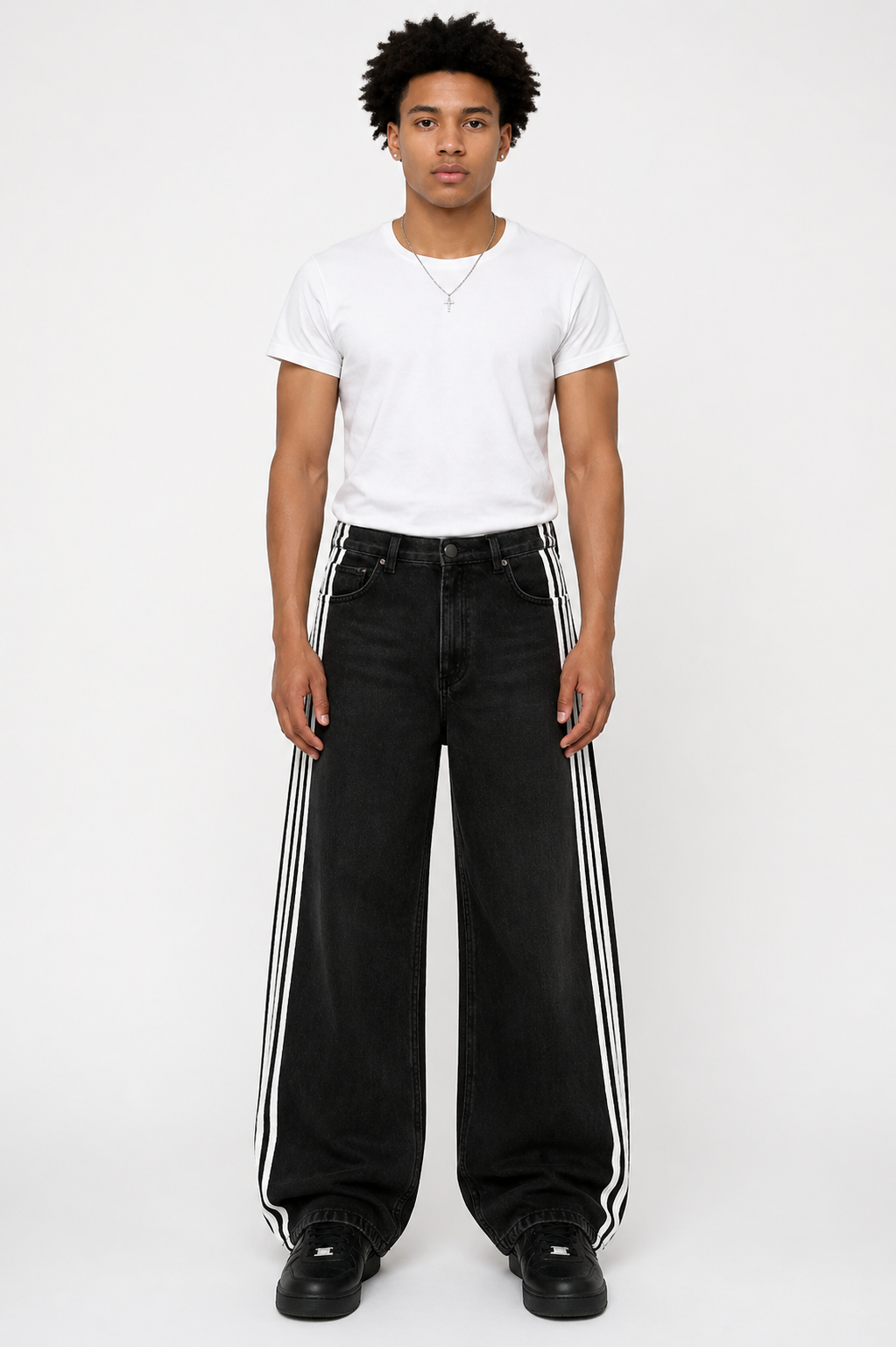 3 Stripes Jeans Schwarz