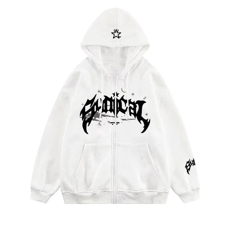 Stotik Zip Hoodie White
